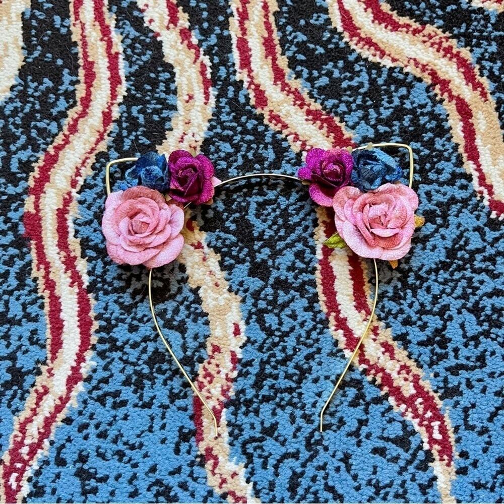 Forever 21 Gold Floral Cat Ear Headband Festival Costume Accessory